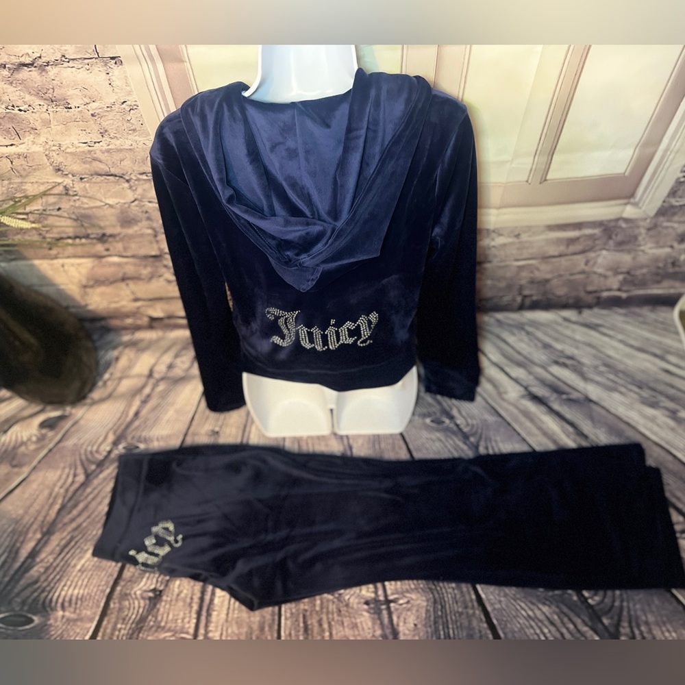 Juicy Couture Classic Tracksuit XL Dark Blue Atlantis 2 Piece NWT